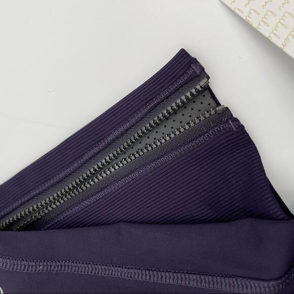 LULULEMON Rebel Runner Crop Legging Grape Stripe Zipper Athleisure NWT Size 2 - Picture 10 of 16